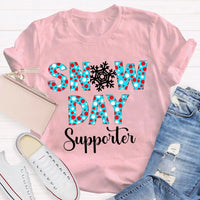 Polka Dot Winter Holiday Graphic Tee, Snow Day Supporter Snowflake Shirt, Christmas Season T-Shirt, Adorable Teacher Winter Present