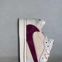 Basketball Shoes, White Burgundy Colorway, Reverse Hook Design, Lace Up Design, Casual Gift for Shoe Lovers