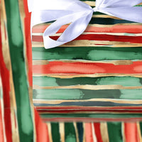 Modern Watercolor Holiday Gift Wrap, Abstract Brushstroke Christmas Wrapping Paper, Festive Stripe Wrapping Paper, Elegant Gift Wrap Roll