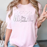 Minimalist Winter Forest Graphic Tee, Merry Christmas Tree T-Shirt, Festive Holiday Pine Tree Shirt, Adorable Xmas Christmas Tree T-Shirt Present