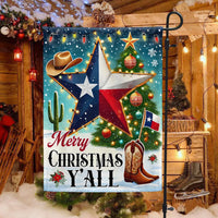 Merry Christmas Y'all Yard Flag, Texas Christmas Garden Flag, Double Sided Holiday Lawn Flag, Southern Winter Decor
