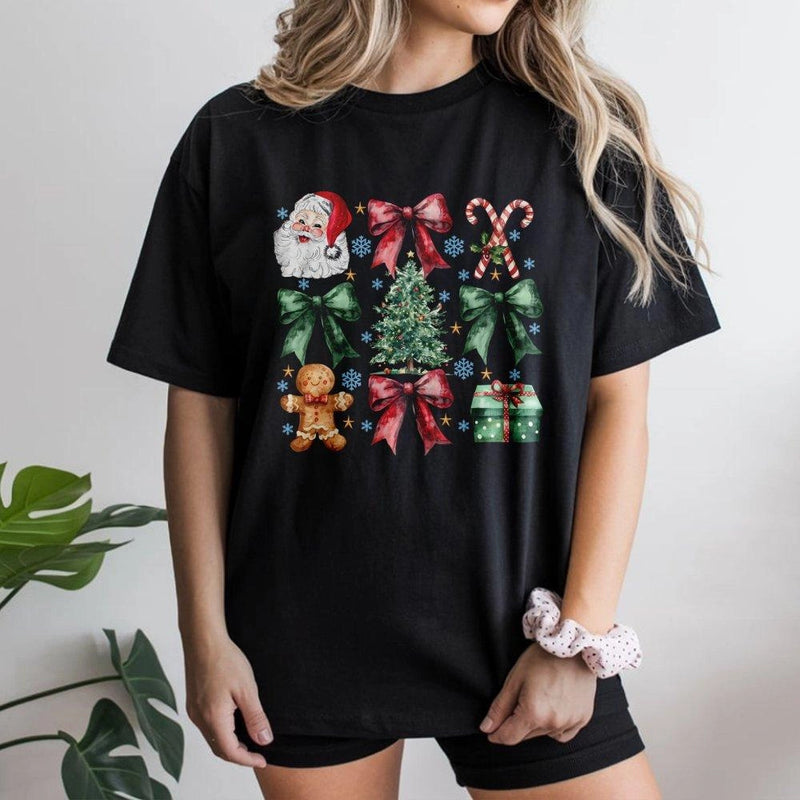Festive Santa Tree Gingerbread Shirt, Christmas Graphic T-Shirt, Holiday Party Graphic Tee, Merry Xmas Top, Adorable Christmas Present