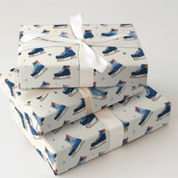 Winter Watercolor Figure Skating Gift Wrap, Ice Skate Wrapping Paper, Holiday Christmas Paper Roll, Seasonal Birthday Wrapping Paper