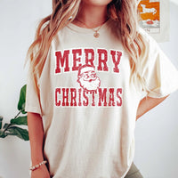 Distressed Retro Santa Claus Graphic Tee, Merry Christmas Santa T-Shirt, Vintage Xmas Holiday Party Shirt, Festive Winter Top