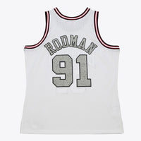 Chicago Bulls Dennis Rodman 1997 Cracked Cement Swingman Jersey - White
