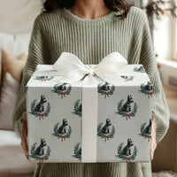Scottie Dog Wreath Gift Wrap, Scottish Terrier Christmas Wrapping Paper, Adorable Dog Lover Holiday Wrapping Paper, Festive Scottie Gift Wrap