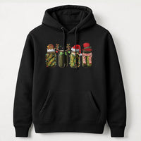 Humorous Holiday Pickle Hoodie, Christmas Pickle Hoodie, Mason Jar Foodie Hooded Sweatshirt, Retro Christmas Pickle Pullover, Winter Xmas Present