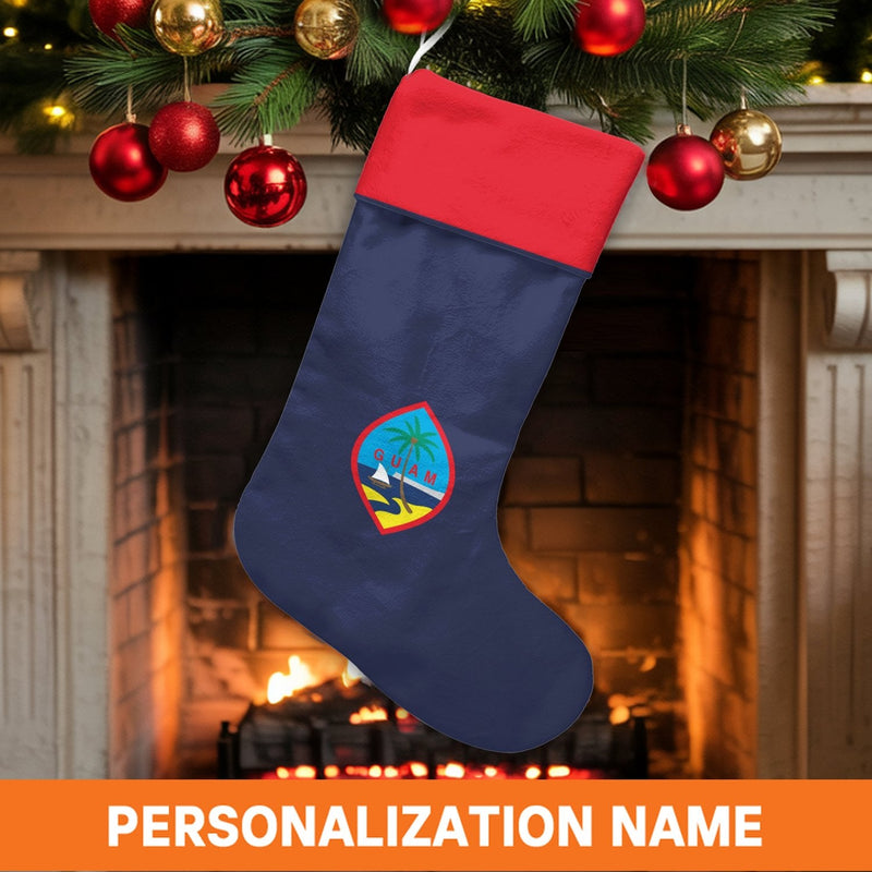 Chamorro Island Holiday Stocking, Personalized Guam Flag Christmas Stocking, Guam Islander Xmas Stocking, Custom Pacific Family Holiday Present
