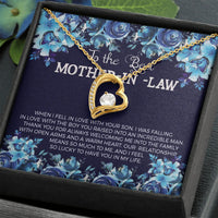 Cubic Zirconia Heart Pendant, Mother in Law Forever Love Heart Necklace, Bonus Mom Heart Jewelry, Birthday Christmas Present for Mother in Law