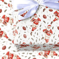 Sports Christmas Gift Wrap, Football Santa Wrapping Paper, Holiday Santa Fine Art Paper Roll, Football Player Present Wrap, Xmas Present Paper