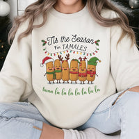 Humorous Mexican Food Christmas Crewneck, Tis the Season for Tamales Sweatshirt, Retro Foodie Holiday Pullover, Xmas Food Sweatshirt, Fan Present