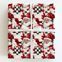 Checkered Flag Racing Gift Wrap, Racing Santa Wrapping Paper, Motorsport Santa Christmas Wrapping Paper, Auto Racing Holiday Gift Wrap