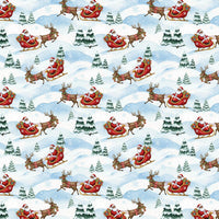 Snowy Wonderland Gift Wrap, Santa and Reindeer Wrapping Paper, Christmas Sleigh Present Paper, Winter Reindeer Wrapping Paper, Xmas Gift Wrap