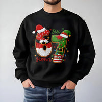Humorous Santa and Elf Holiday Sweater, 67 Christmas Sweatshirt, Retro Xmas Party Crewneck, Festive Graphic Pullover, Winter Holiday Present