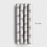 Watercolor Santa Hat Gift Wrap, Christmas Chipmunk Wrapping Paper, Adorable Woodland Animal Holiday Paper, Festive Xmas Gift Wrapping Roll
