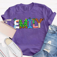 Custom Name Holiday Shirt, Personalized Merry Christmas Vibes T-Shirt, Family Christmas Graphic Tee, Custom Xmas T-Shirt