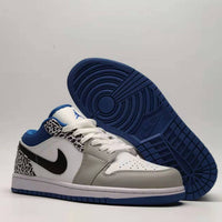 Low Top Sneakers, Blue White Colorway, Cracked Pattern, Lace Up Design, Casual Gift for Sneaker Fans