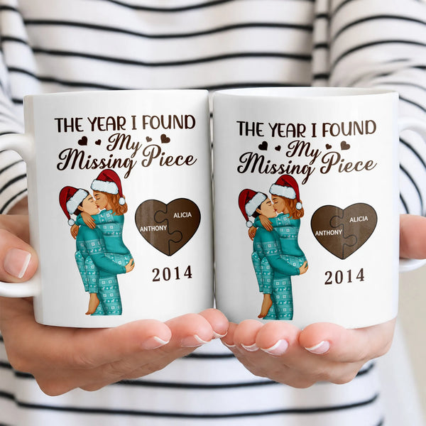 Personalized Couple Ceramic Mug, The Year I Found My Missing Piece Mug, Custom Puzzle Love Coffee Cup, Anniversary Christmas 