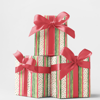 Holiday Dotted Line Gift Wrap, Red Green Striped Christmas Wrapping Paper, Festive Striped Christmas Paper, Winter Holiday Gift Wrap Roll