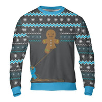 Humorous Holiday Graphic Sweater, Unraveling Gingerbread Man Christmas Sweatshirt, Adorable Cookie Crewneck Pullover, Winter Xmas Present