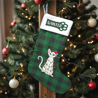 Buffalo Plaid Cat Stocking, Personalized Cat Christmas Stocking, Custom Name Pet Stocking, Holiday Decor Stocking, Pet Lover Xmas Present