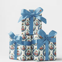 Baroque Christmas Gift Wrap, Santa Ornaments Wrapping Paper, Vintage Santa Holiday Present Paper, Glass Ornament Wrapping Paper, Xmas Gift Wrap