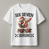 Dabbing Santa Holiday Shirt, Six Seven Bruh Christmas T-Shirt, Humorous Xmas Graphic Tee, Trendy Santa Claus Christmas T-Shirt, Holiday Present