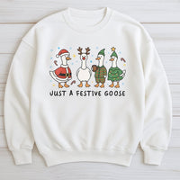 Silly Goose Holiday Sweater, Festive Goose Christmas Sweatshirt, Humorous Duck Winter Crewneck, Adorable Farm Animal Holiday Pullover Xmas Present