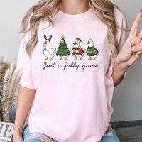 Humorous Holiday Goose Shirt, Jolly Goose Christmas Shirt, Adorable Xmas Duck Graphic Tee, Retro Festive Animal T-Shirt, Holiday Season Family Present
