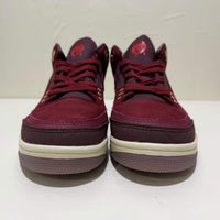 Mid Top Sneakers, Burgundy Beige Colorway, Lace Up Design, Casual Gift for Sneaker Fans
