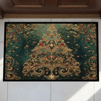 Ornate Scrollwork Tree Welcome Mat, Baroque Gold Tree Christmas Doormat, Elegant Holiday Door Mat, Vintage Winter Porch Entry Mat