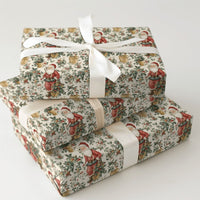 Botanical Holly Berry Santa Gift Wrap, Vintage Santa Wrapping Paper, Nostalgic Christmas Wrapping Paper, Traditional Holiday Gift Wrap