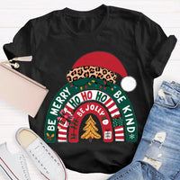Santa Hat Holiday Shirt, Be Merry Be Jolly Be Kind Christmas T-Shirt, Positive Vibe Winter Tee, Festive Merry Christmas Graphic T-Shirt