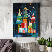 Colorful Holiday Canvas Print, Abstract Christmas Tree Canvas Art, Festive Winter Xmas Canvas Wall Decor, Holiday Season Office Present