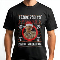 True Crime Ugly Sweater Tee, I Love You to Pieces Christmas T-Shirt, Dark Humor Holiday Graphic T-Shirt, Sarcastic Crime Podcast Fan Tee