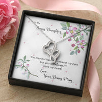Interlocking Heart Pendant, Double Heart Necklace for Bonus Daughter, 14K White Gold Necklace, Birthday Christmas Present from Bonus Mom