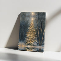 Winter Forest Christmas Wall Decor, Snowy Christmas Tree Canvas Art, Pine Tree Landscape Print, Christmas Art Digital Download