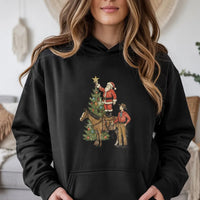 Vintage Santa Horse Hoodie, Western Christmas Cowboy Hoodie, Retro Western Holiday Pullover, Country Xmas Sweatshirt, Holiday Present