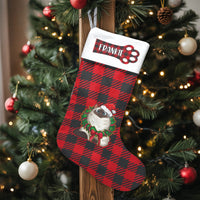 Red Buffalo Plaid Cat Stocking, Personalized Siamese Cat Christmas Stocking, Custom Pet Holiday Stocking, Velboa Mantle Decor, Cat Mom Present