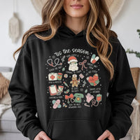 Adorable Holiday Medical Icons Hoodie, Nurse Christmas Hoodie, RN LPN CNA Winter Hoodie, Healthcare Worker Hooded Sweatshirt, Xmas Nursing Present