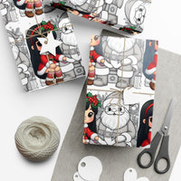 Santa Claus Gift Wrap Roll, Coloring Book Christmas Wrapping Paper, DIY Color in Holiday Present Paper, Kids Xmas Wrapping Paper Roll