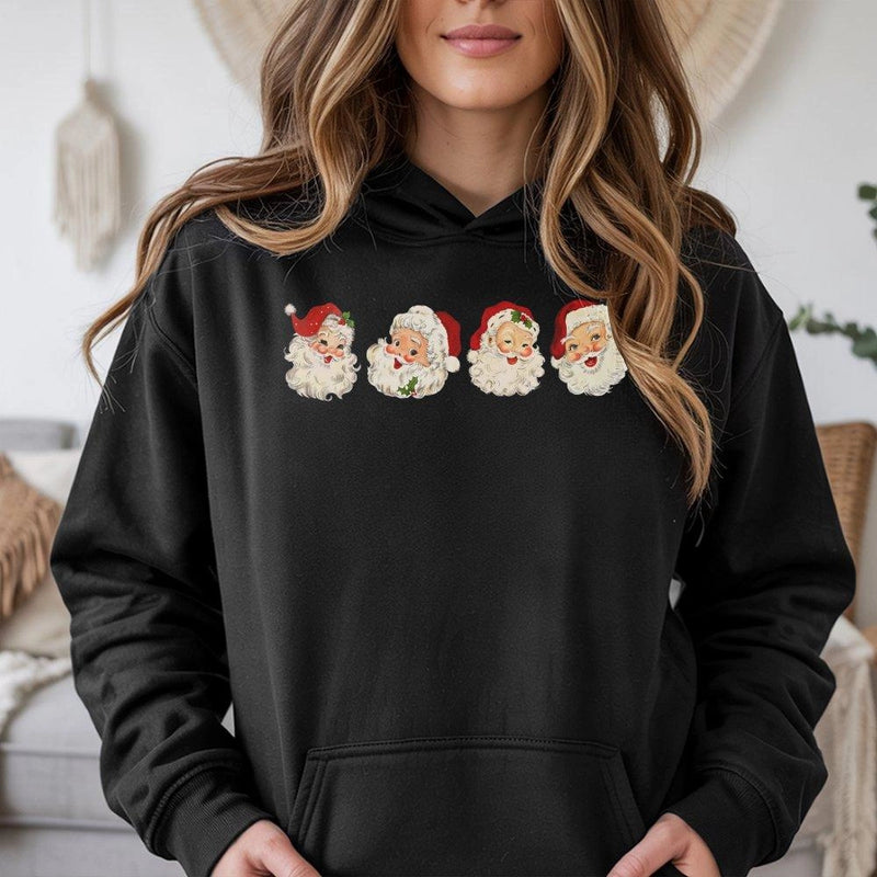 Retro Christmas Graphic Hoodie, Vintage Santa Hoodie, Cheerful Holiday Santa Hoodie, Classic Xmas Sweatshirt, Winter Present for Men and Women