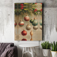Holly Berry Oil Painting Canvas Art, Vintage Christmas Ornament Canvas Print, Festive Holiday Wall Decor, Winter Xmas Canvas, Seasonal Present