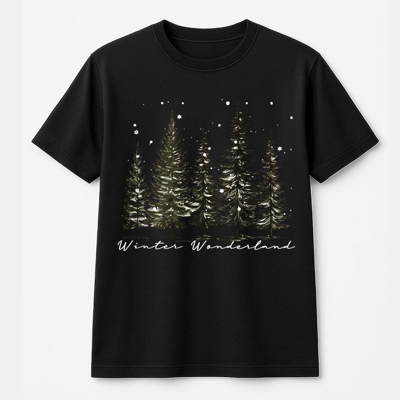 Snowy Forest Pine Tree T-Shirt, Winter Wonderland Shirt, Comfy Winter Tree Graphic Tee, Christmas Holiday Nature Shirt, Winter Season Present