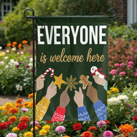 Inclusive Holiday Yard Flag, Everyone Is Welcome Christmas Garden Flag, Diversity Welcome Garden Flag, Winter Lawn Flag, Kindness Yard Present