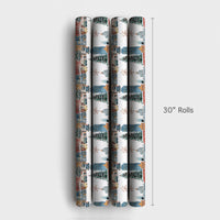 Winter Street Gift Wrap, Snowy City Christmas Wrapping Paper, Watercolor Holiday Wrapping Paper, Festive Town Gift Wrap, Present Paper