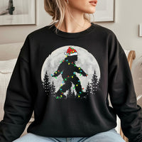 Humorous Sasquatch Lights Crewneck, Bigfoot Santa Christmas Sweatshirt, Vintage Yeti Xmas Sweatshirt, Retro Bigfoot Holiday Pullover Sweatshirt