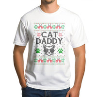 Retro Ugly Sweater Style Shirt, Cat Daddy Christmas T-Shirt, Humorous Cat Lover Holiday Tee, Adorable Kitten Xmas Graphic T-Shirt, Cat Dad Present
