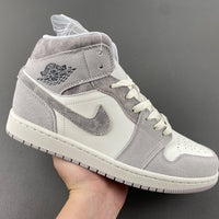 Mid Top Sneakers, White Gray Colorway, Lace Up Design, Casual Gift for Sneaker Fans