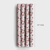 Adorable Piglet Holiday Gift Wrap, Santa Hat Pig Christmas Wrapping Paper, Watercolor Farm Animal Wrapping Paper, Festive Xmas Gift Wrap Roll